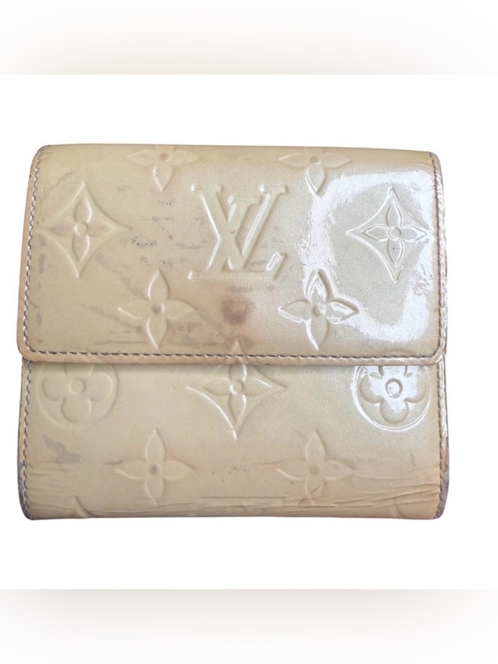 Louis Vuitton Cream Vernis Embossed Compact Wallet